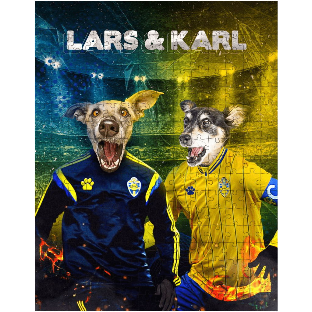 Puzzle personalizado para 2 mascotas &#39;Sweden Doggos Euro Football&#39;