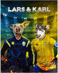 Puzzle personalizado para 2 mascotas 'Sweden Doggos Euro Football'