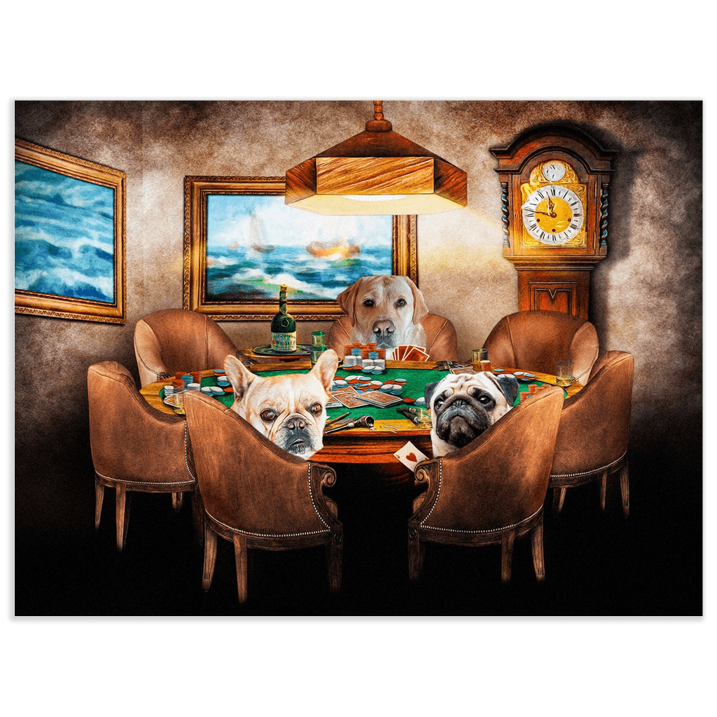 &#39;The Poker Players&#39; Personalized 3 Pet Poster