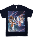 '1980's Lazer Portrait (4 Females)' Personalized 4 Pet T-Shirt