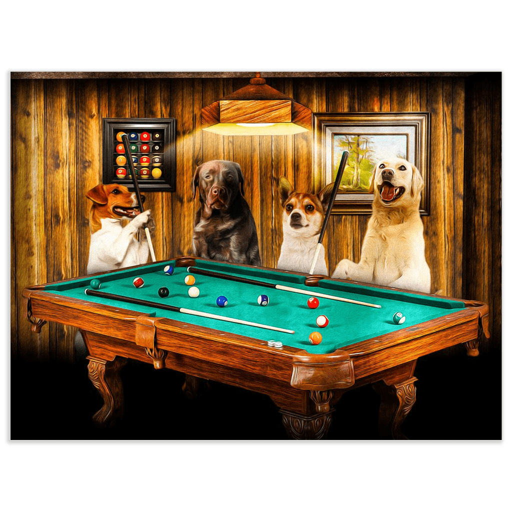 &#39;The Pool Players&#39; Personalized 4 Pet Poster
