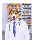 Lienzo de pie personalizado para mascotas 'El farmacéutico'