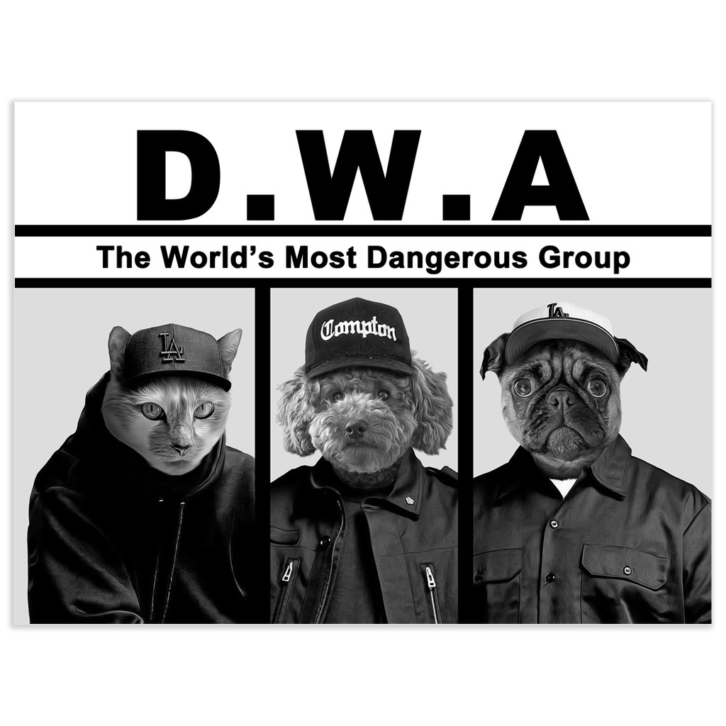 &#39;D.W.A. (Doggos With Attitude)&#39; Personalized 3 Pet Poster