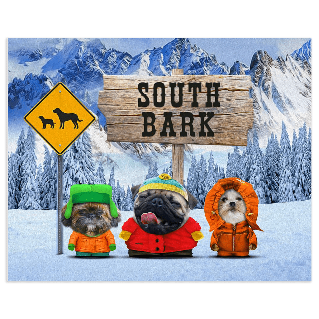 &#39;South Bark&#39; Personalized 3 Pet Poster
