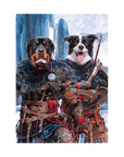 Lienzo personalizado con 2 mascotas de pie 'Los guerreros vikingos'