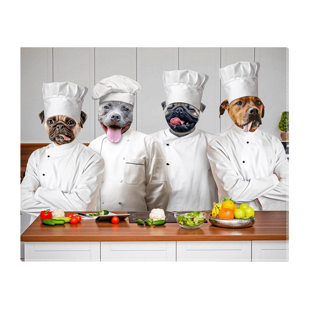 Lienzo de pie personalizado para 4 mascotas &#39;The Chefs&#39;