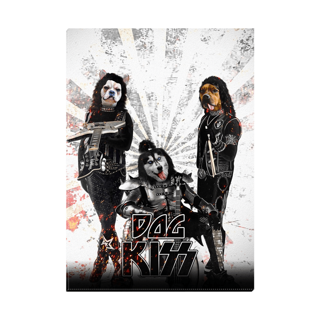 &#39;Kiss Doggos&#39; Personalized 3 Pet Standing Canvas
