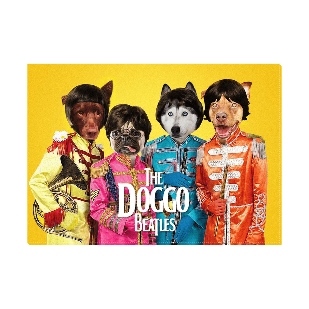&#39;The Doggo Beatles&#39; Personalized 4 Pet Standing Canvas