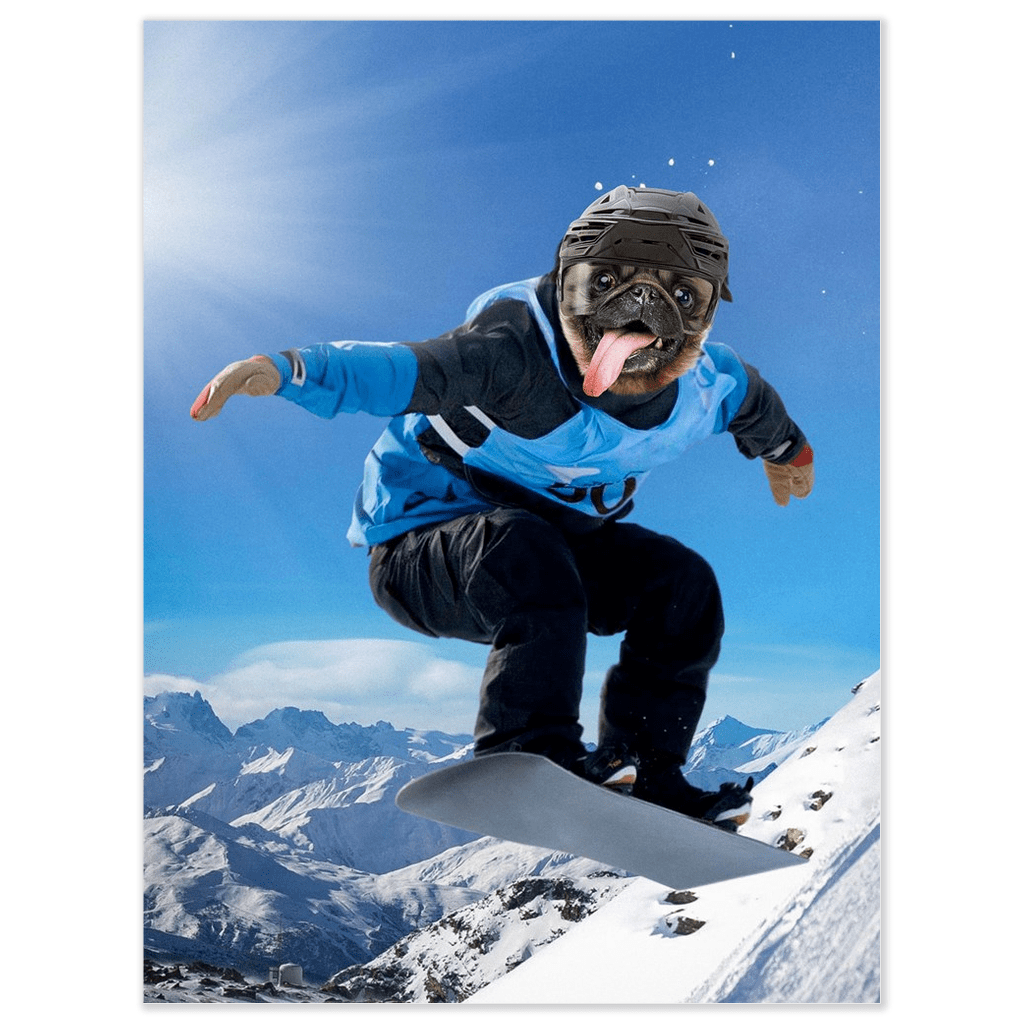 'The Snowboarder' Personalized Dog Poster