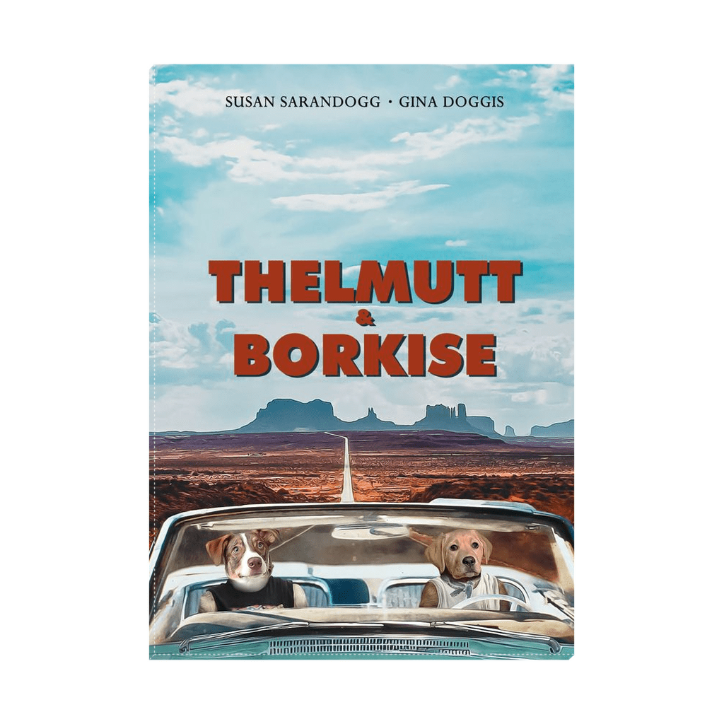 &#39;Thelmutt and Borkise&#39; Personalized 2 Pet Standing Canvas