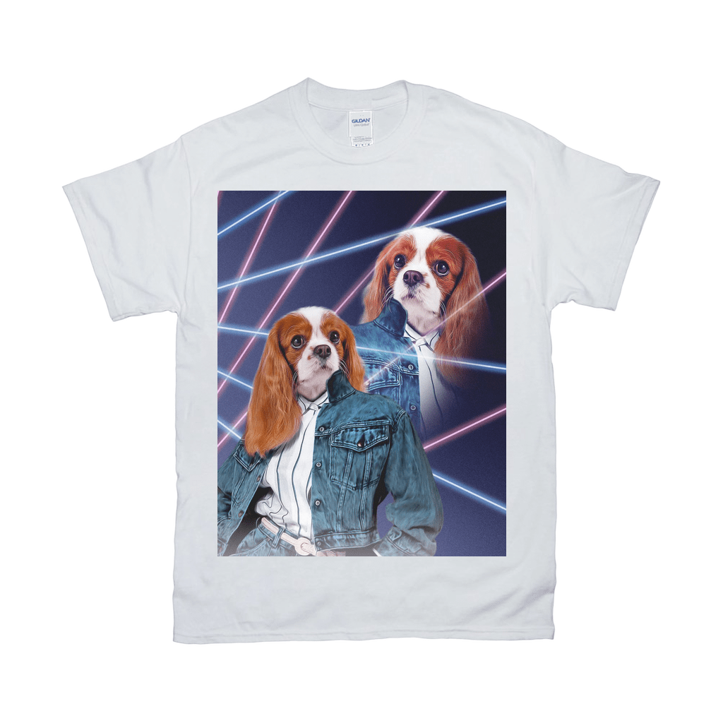 Camiseta personalizada para mascotas &#39;Retrato Lazer de los años 80 (mujer)&#39; 