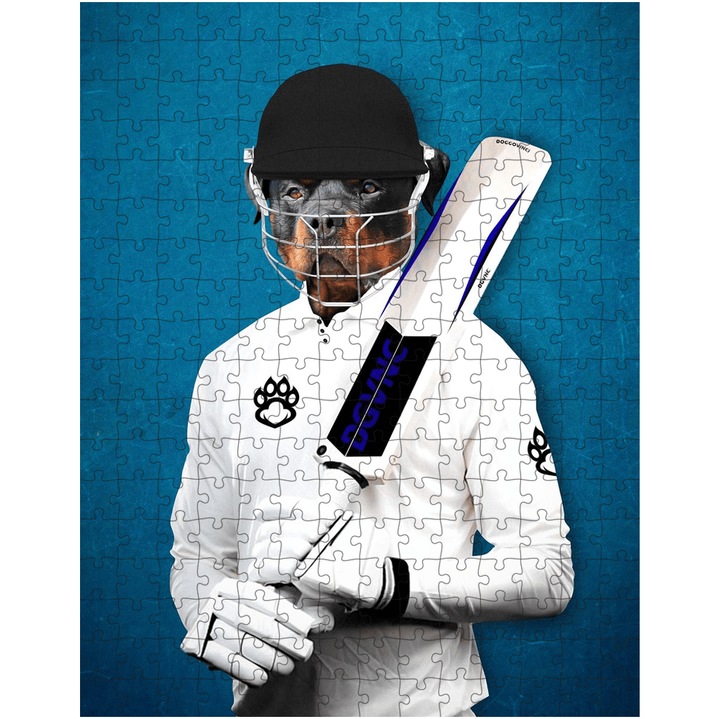 &#39;The Cricket Player&#39; Personalized Pet Puzzle