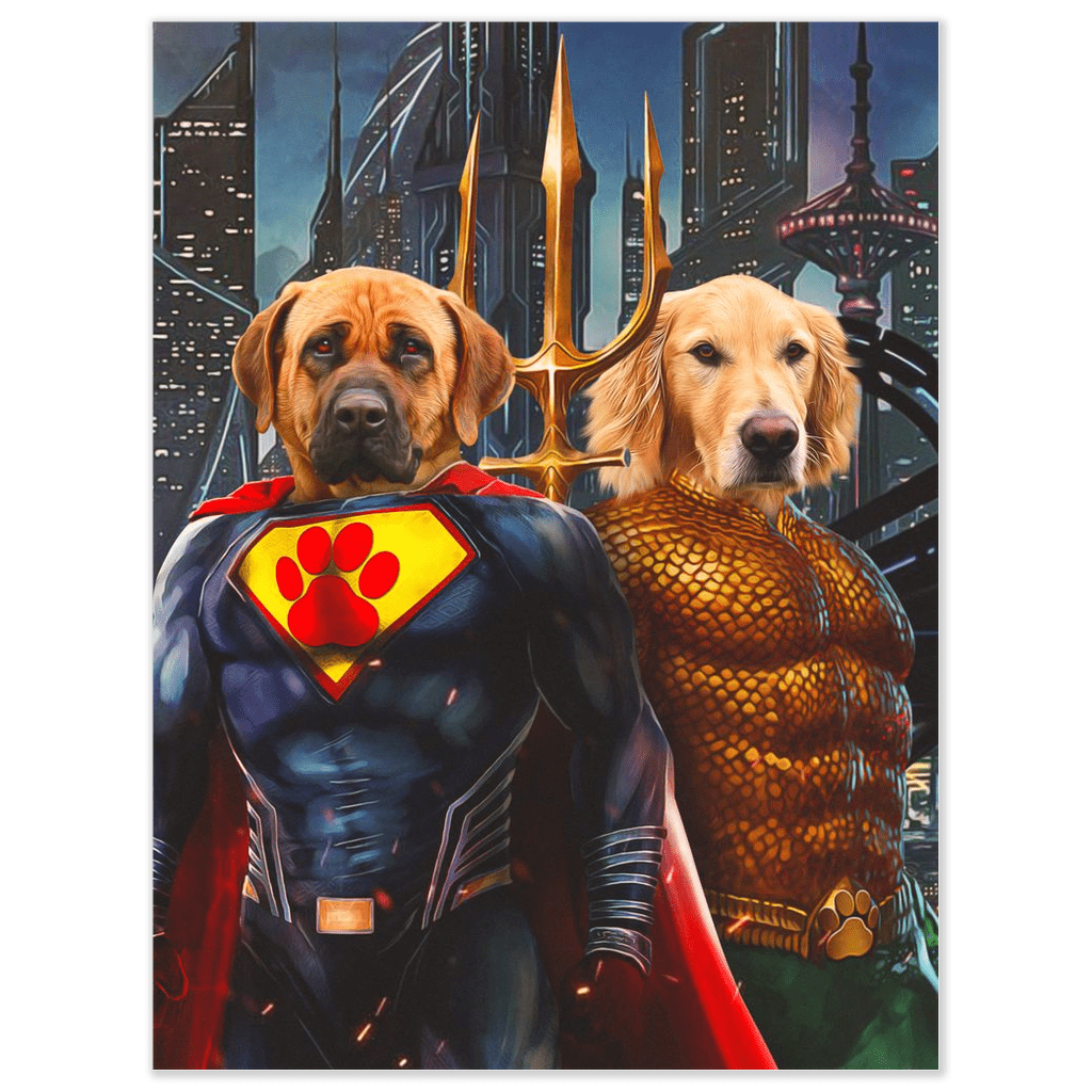 &#39;Superdog &amp; Aquadog&#39; Personalized 2 Pet Poster