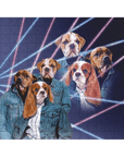 '1980s Lazer Portrait (2 Male, 1 Female)' Personalized 3 Pet Puzzle