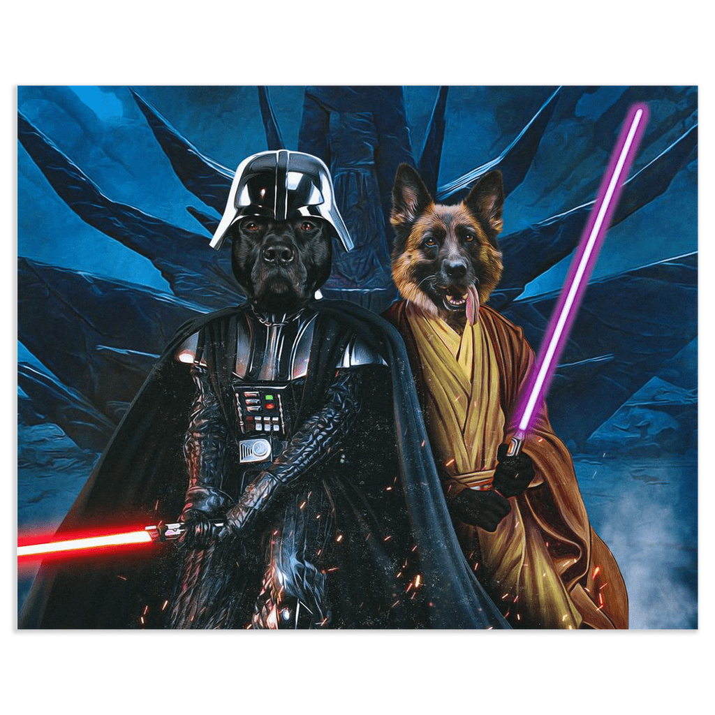 Póster personalizado para 2 mascotas &#39;Darth Woofer y Jedi-Doggo&#39;