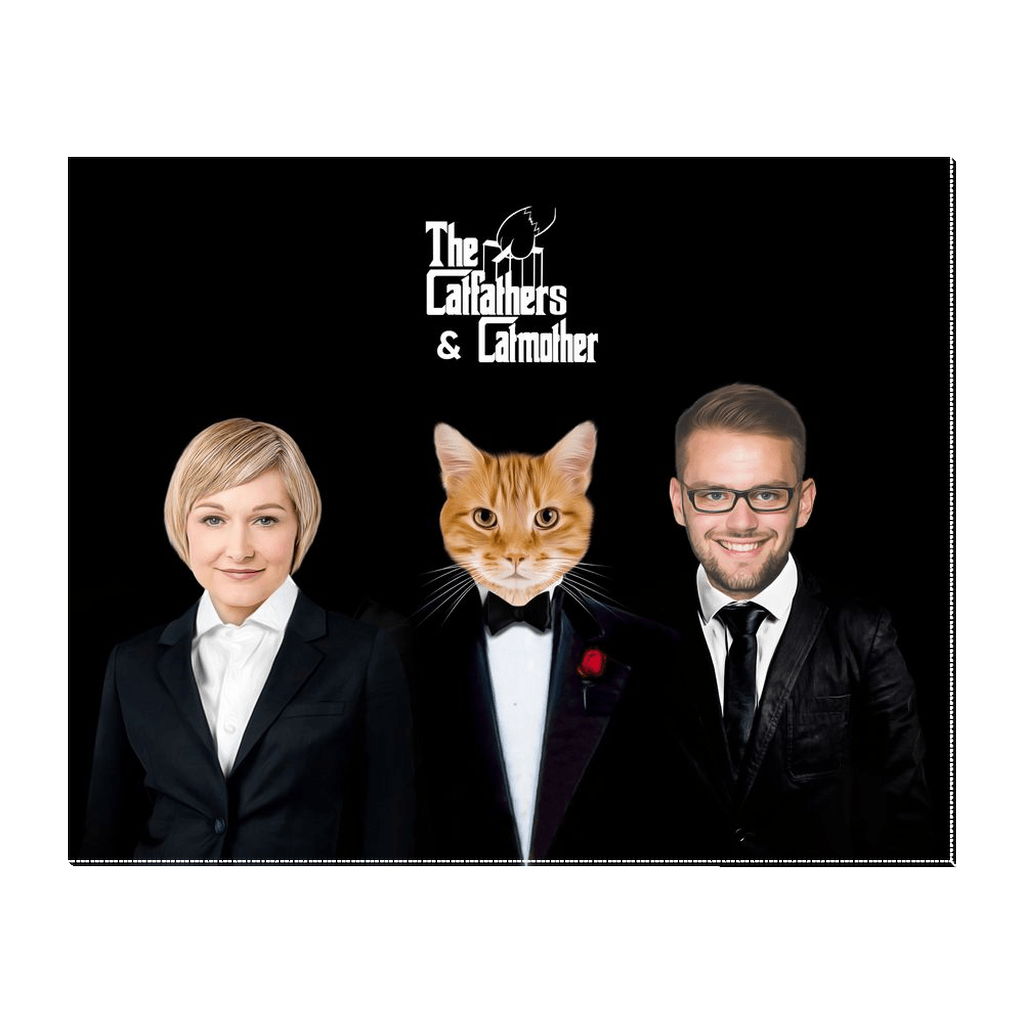 Lienzo de pie personalizado &#39;The Catfathers &amp;amp; Catmother&#39;