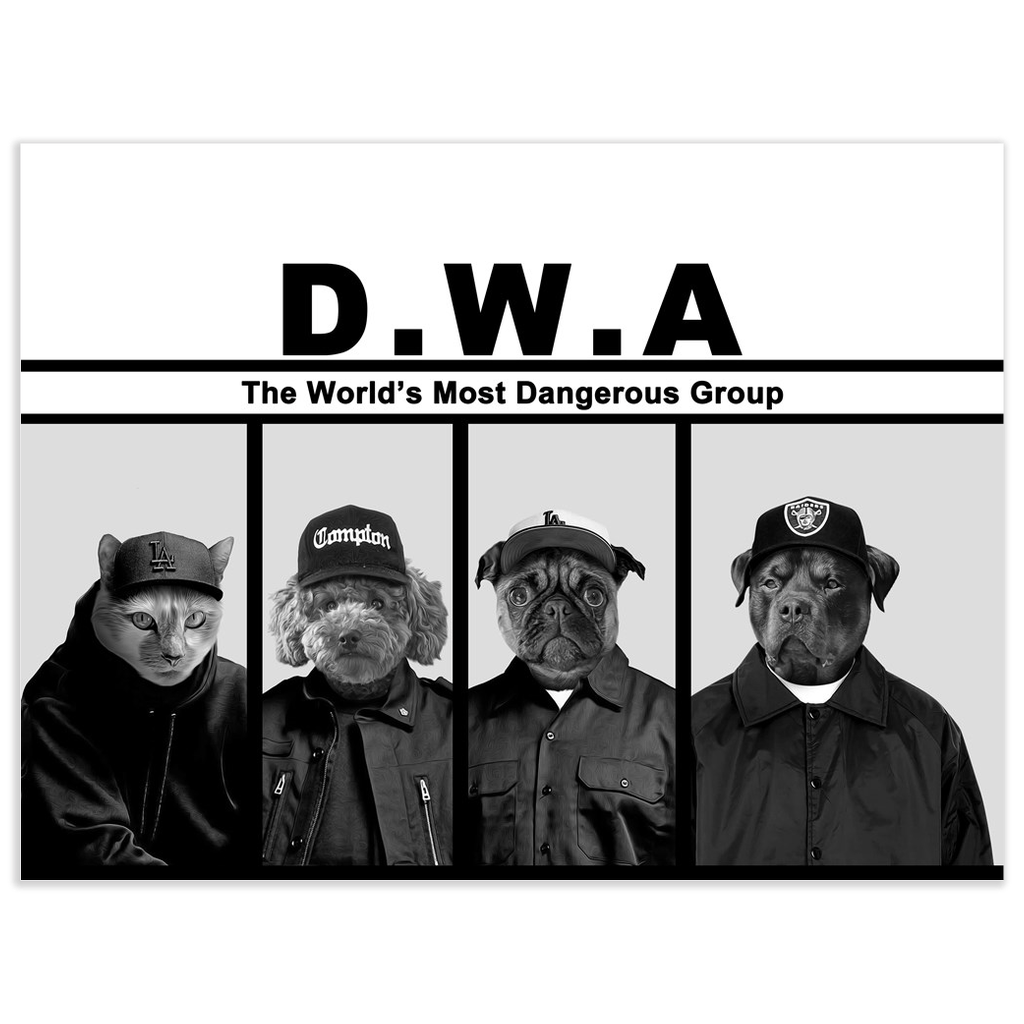 &#39;D.W.A. (Doggo&#39;s With Attitude)&#39; Personalized 4 Pet Poster
