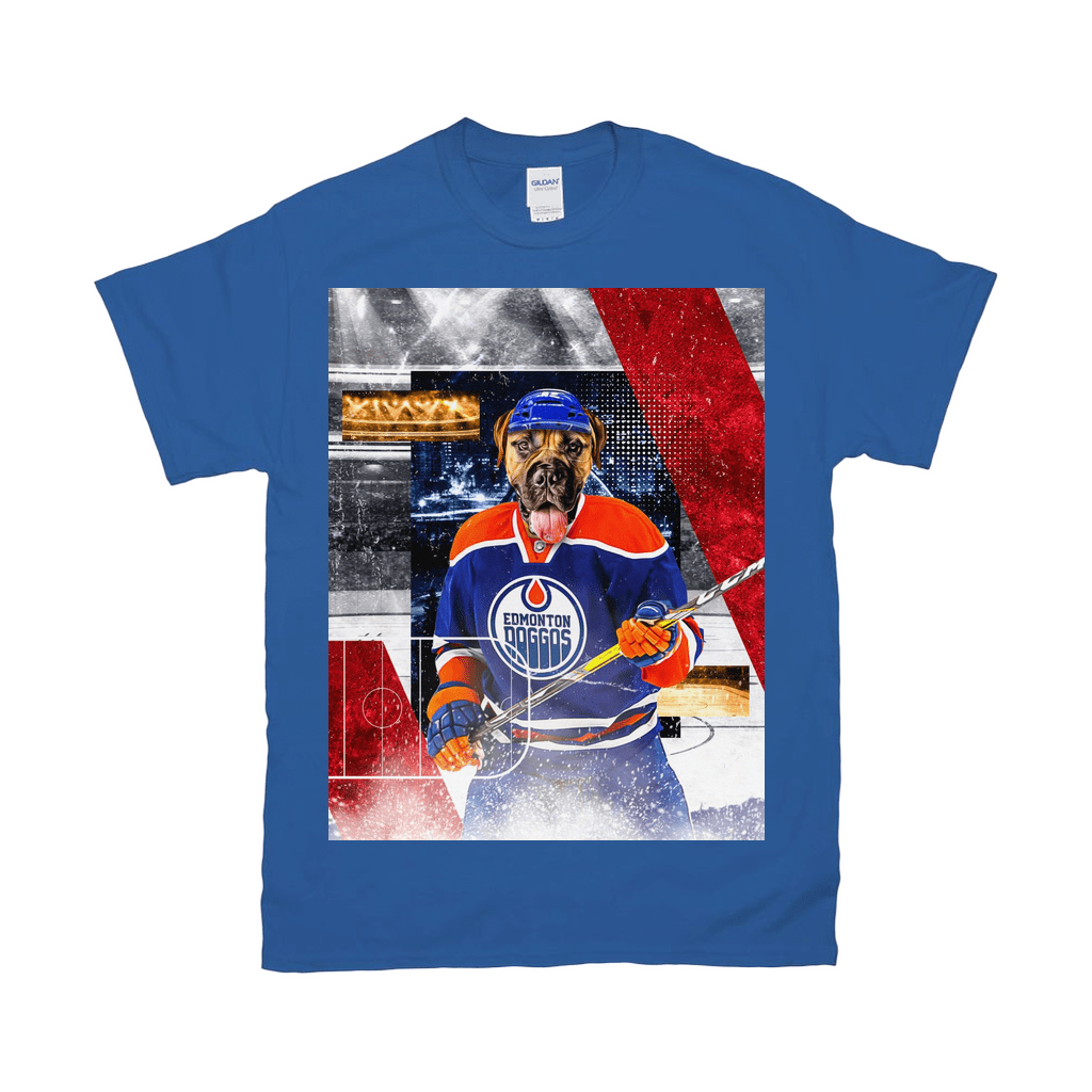 &#39;Edmonton Doggos Hockey&#39; Personalized Pet T-Shirt