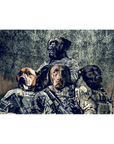 Lienzo de pie personalizado para 4 mascotas 'The Army Veterans'