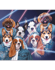 Póster personalizado para 4 mascotas 'Retrato Lazer de los años 80 (4 hembras)'