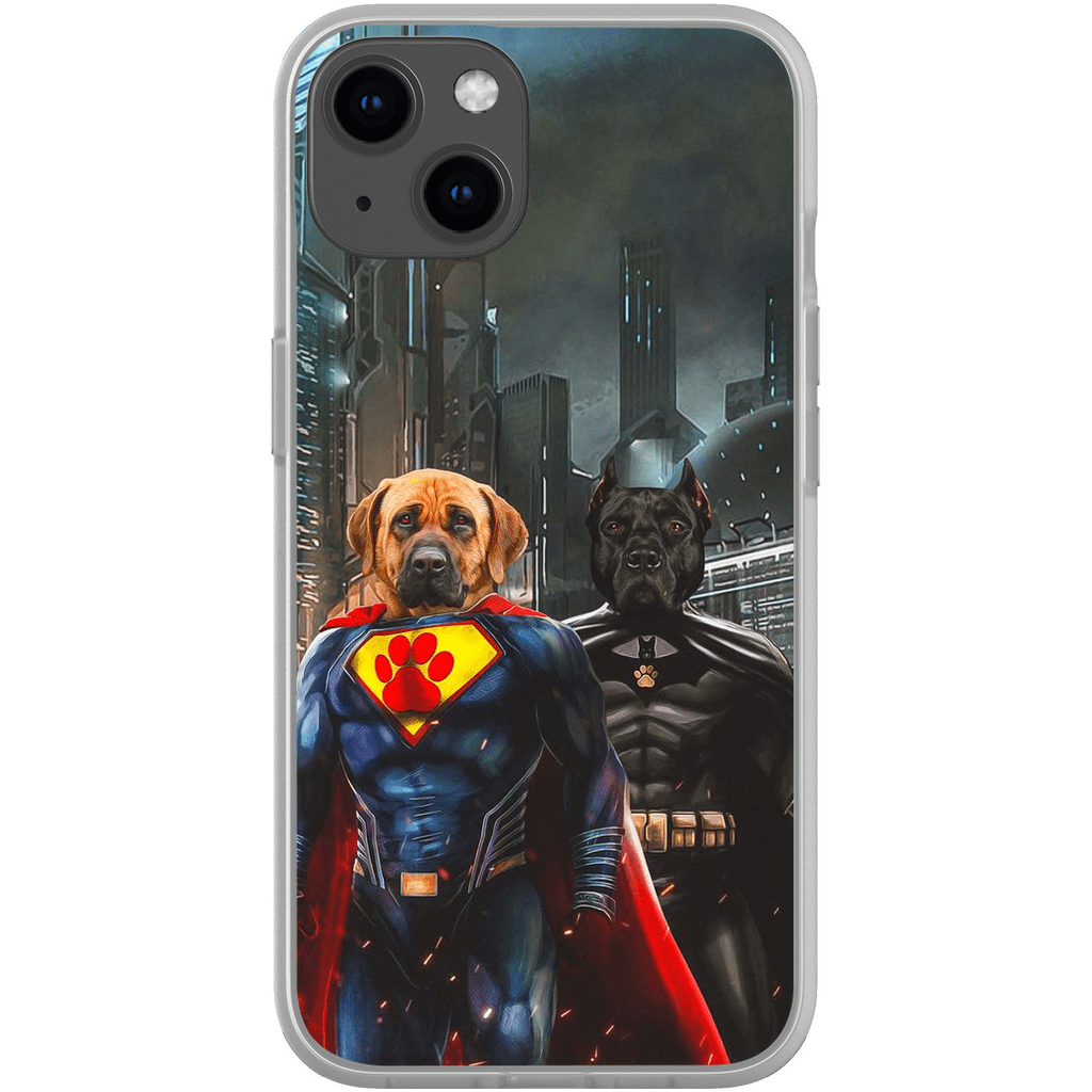 Funda personalizada para teléfono con 2 mascotas &#39;Superdog &amp;amp; Batdog&#39;