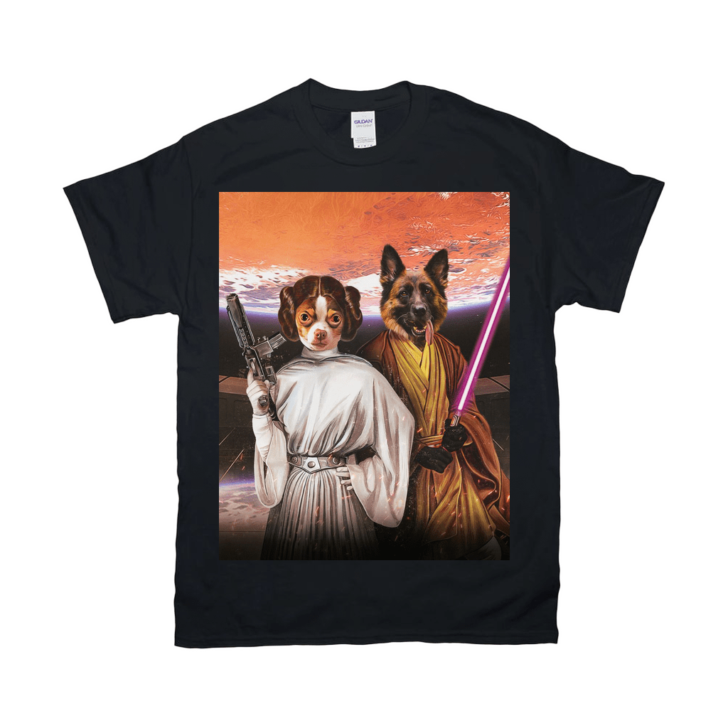 &#39;Princess Leidown &amp; Jedi-Doggo&#39; Personalized 2 Pet T-Shirt