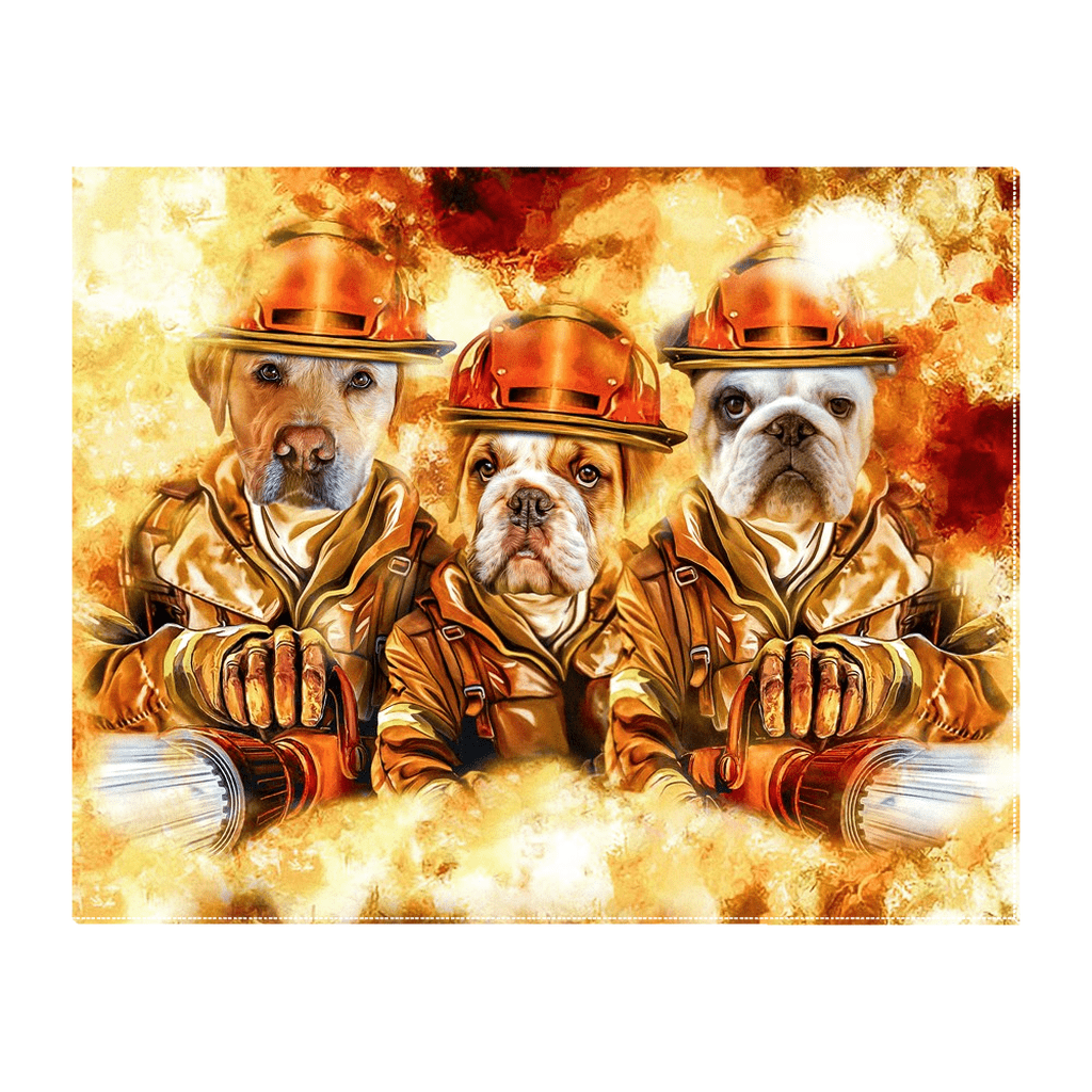 &#39;The Firefighters&#39; Personalized 3 Pet Standing Canvas