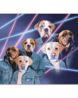 '1980's Lazer Portrait (Males)' Personalized 3 Pet Poster