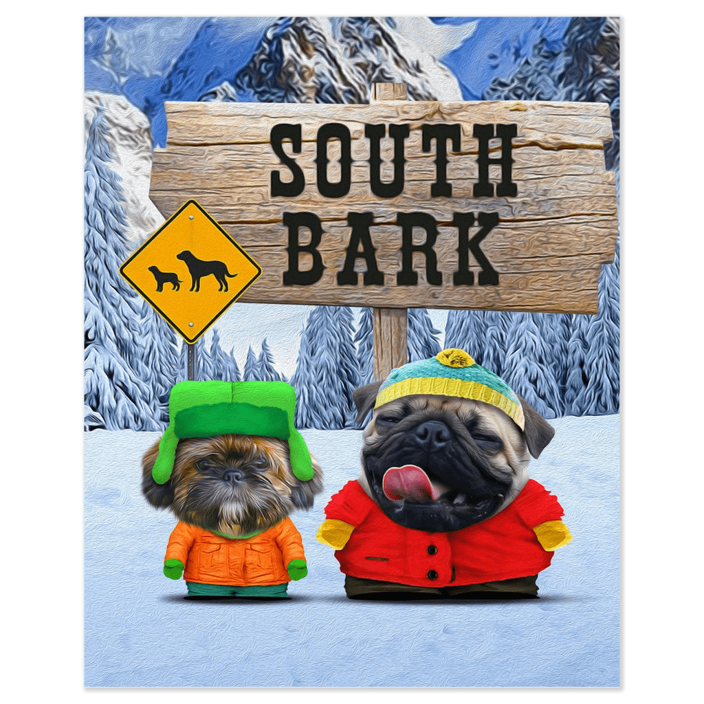 Póster personalizado para 2 mascotas &#39;South Bark&#39;
