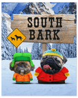 'South Bark' Personalized 2 Pet Poster
