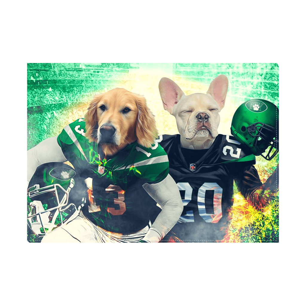 &#39;New York Jet-Doggos&#39; Personalized 2 Pet Standing Canvas