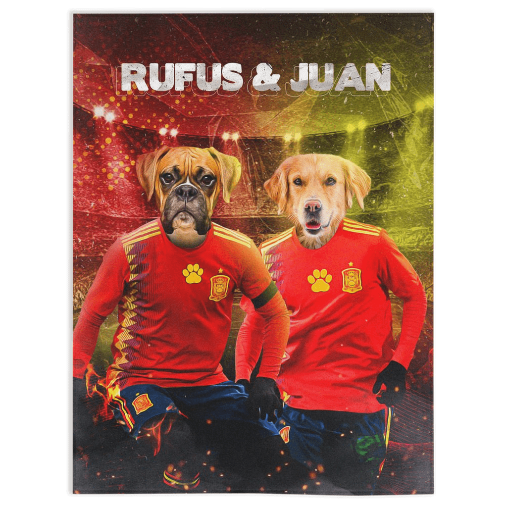 &#39;Spain Doggos Soccer&#39; Personalized 2 Pet Blanket