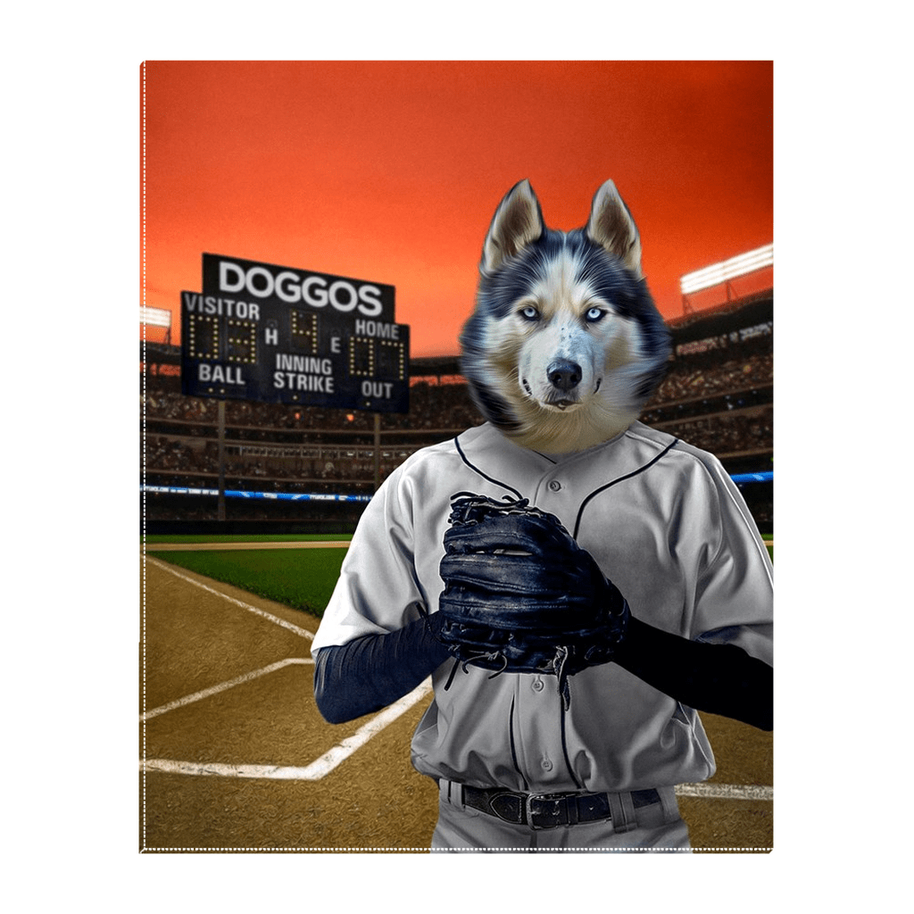 Lienzo personalizado para mascotas &#39;El jugador de béisbol&#39;
