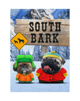 'South Bark' Personalized 2 Pet Standing Canvas