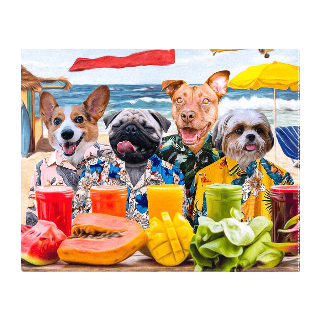 &#39;The Beach Dogs&#39; Personalized 4 Pet Standing Canvas