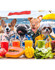 'The Beach Dogs' Personalized 4 Pet Standing Canvas