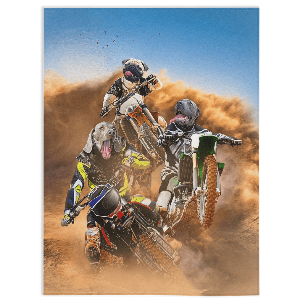 &#39;The Motocross Riders&#39; Personalized 3 Pet Blanket