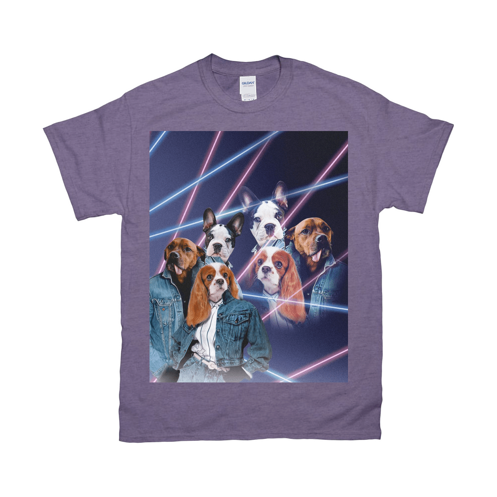 Camiseta personalizada con 3 mascotas &#39;Retrato Lazer de los años 80 (2 hembras/1 macho)&#39; 
