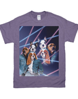 Camiseta personalizada con 3 mascotas 'Retrato Lazer de los años 80 (2 hembras/1 macho)' 