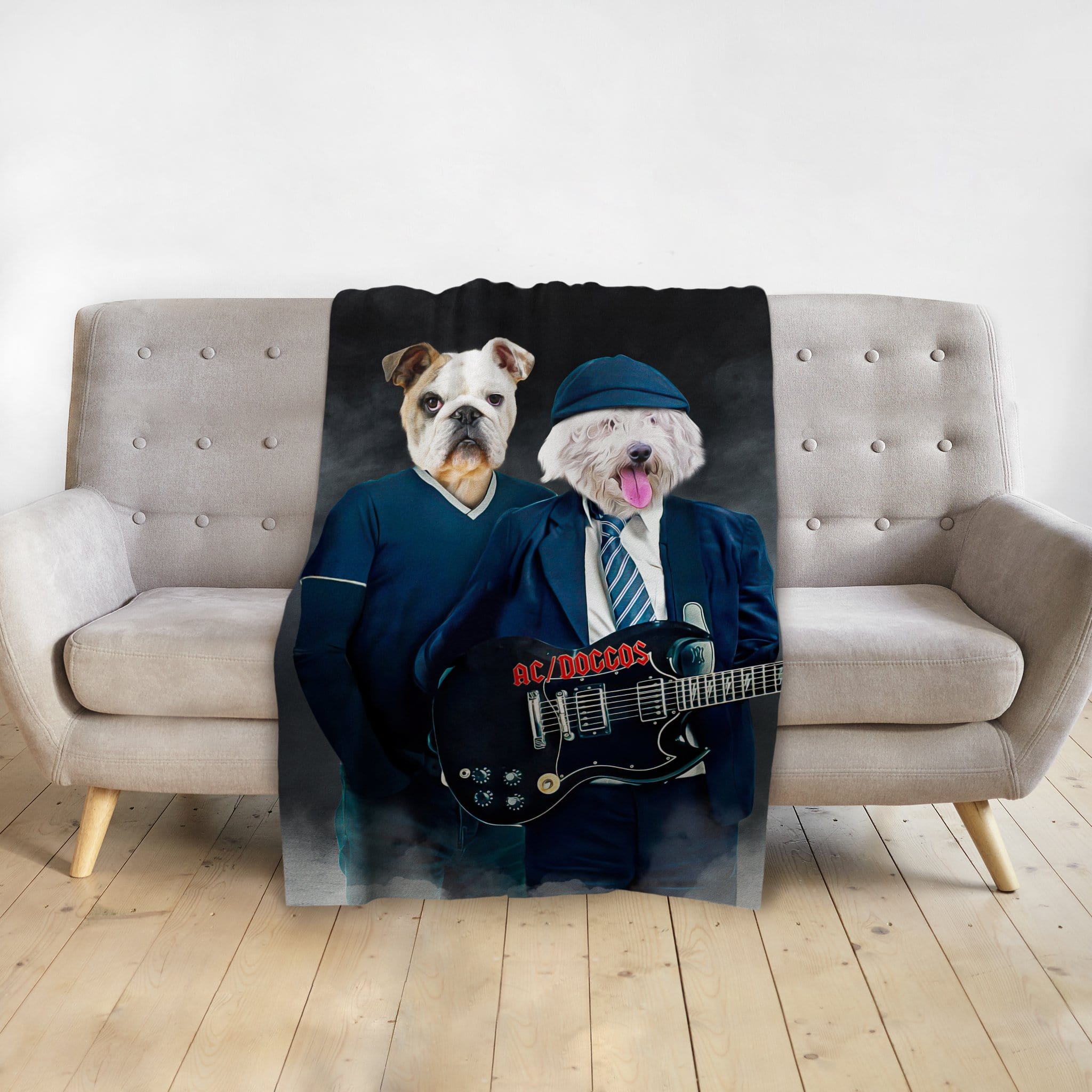 &#39;AC/Doggos&#39; Personalized 2 Pet Blanket