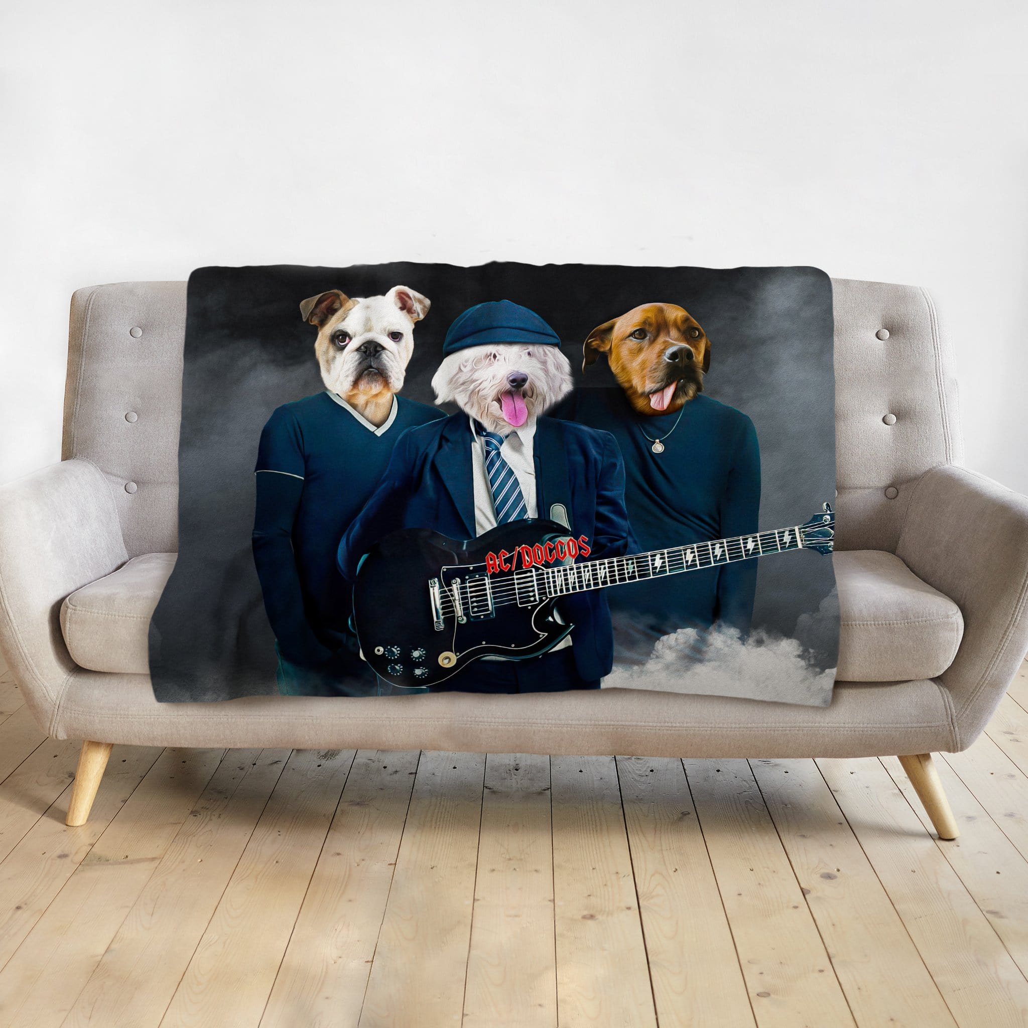 &#39;AC/Doggos&#39; Personalized 3 Pet Blanket