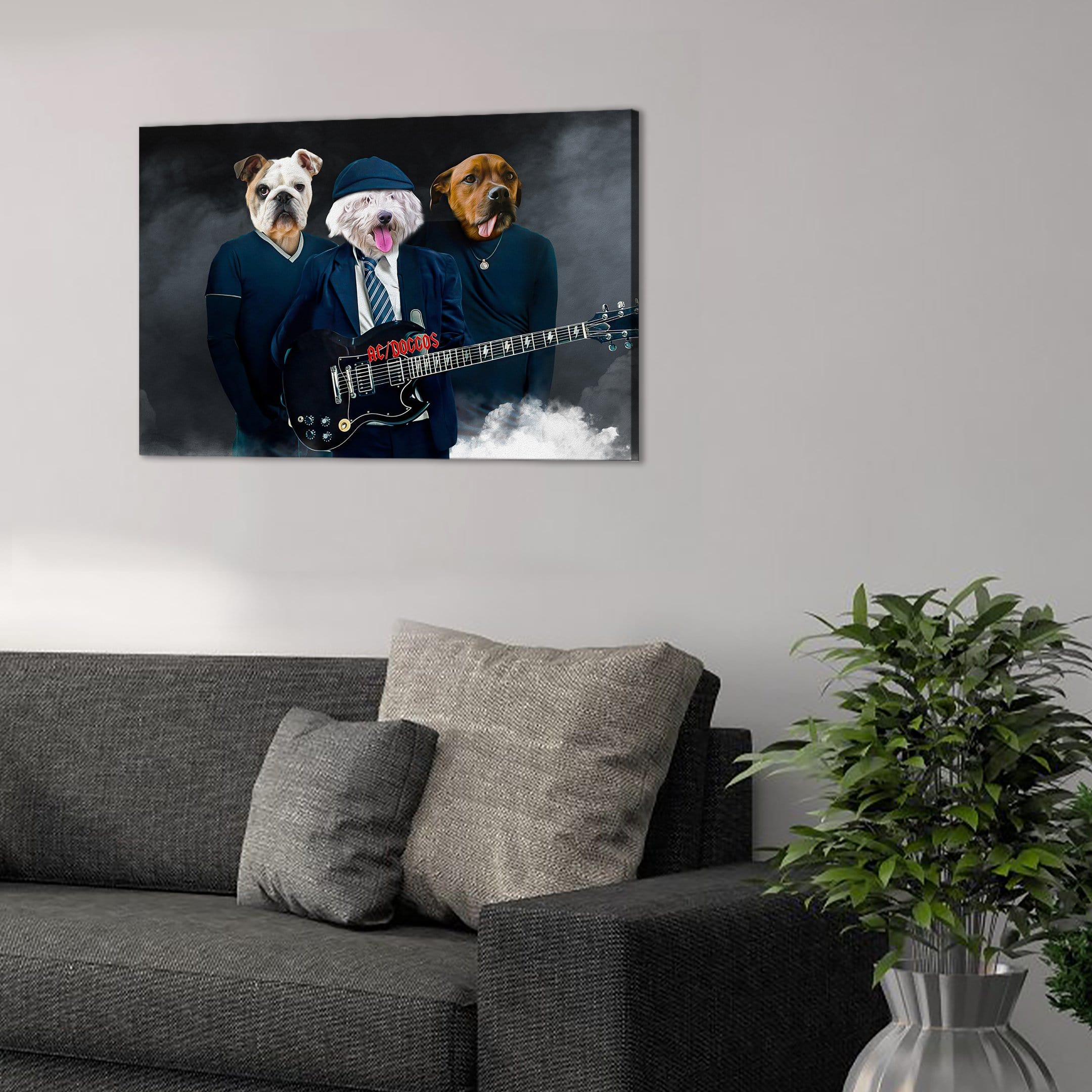 &#39;AC/Doggos&#39; Personalized 3 Pet Canvas