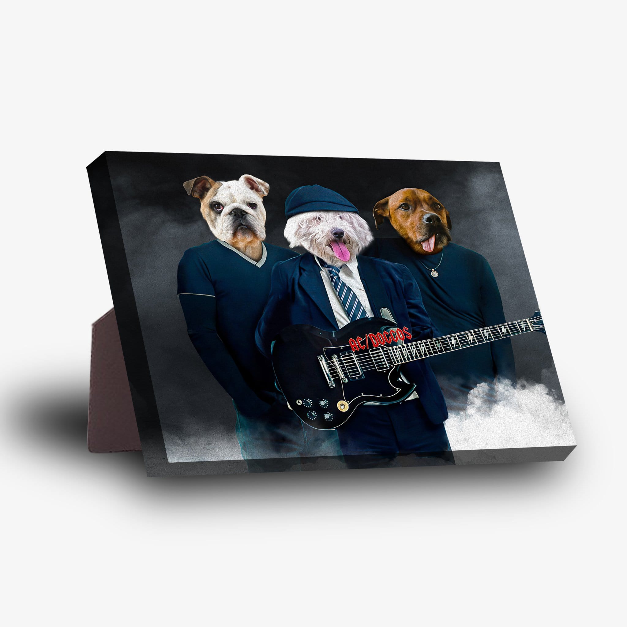 &#39;AC/Doggos&#39; Personalized 3 Pet Standing Canvas