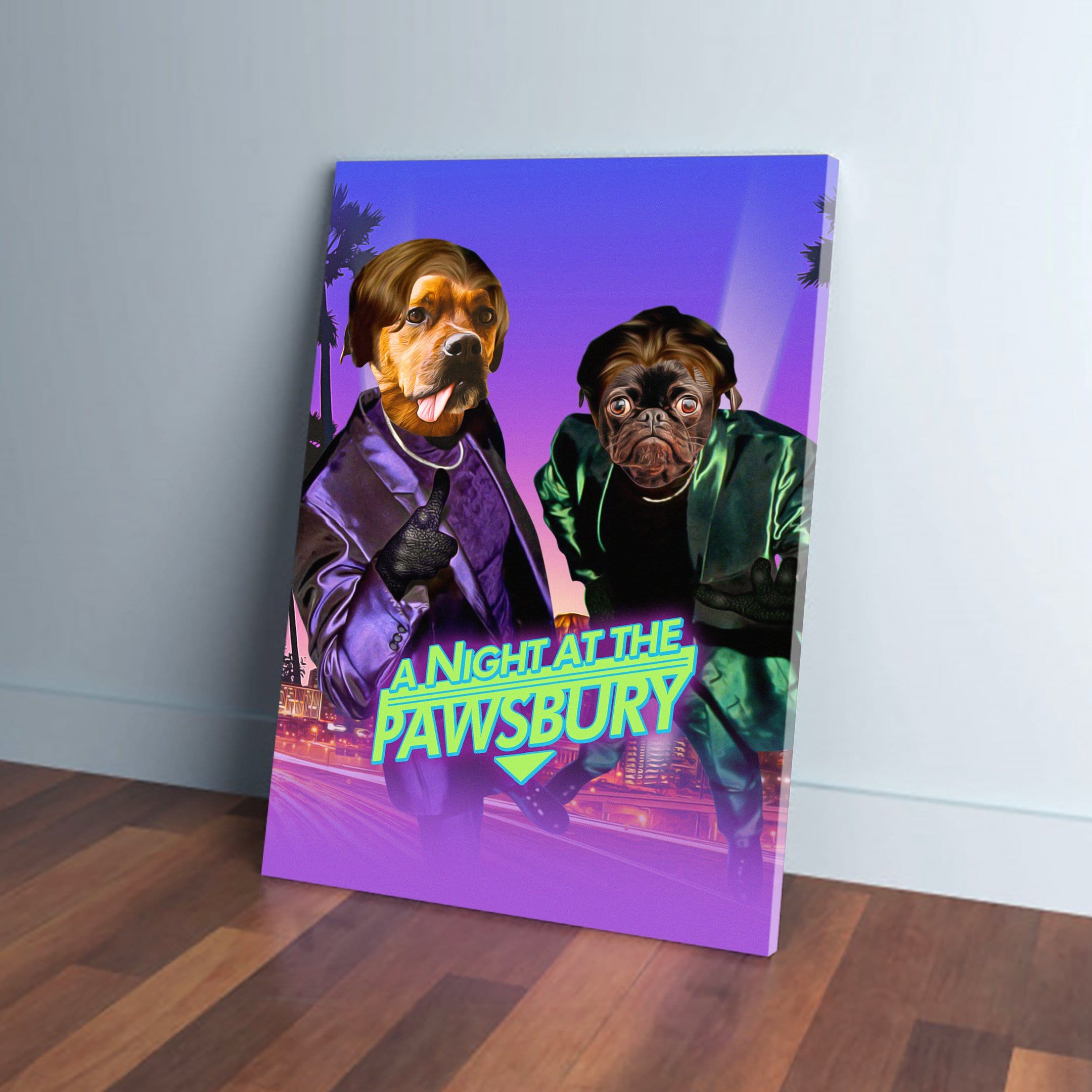 &#39;A Night at the Pawsbury&#39; Personalized 2 Pet Canvas