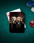 Custom personalized playing cards featuring two dogs in Admiral and Captain renaissance portraits.