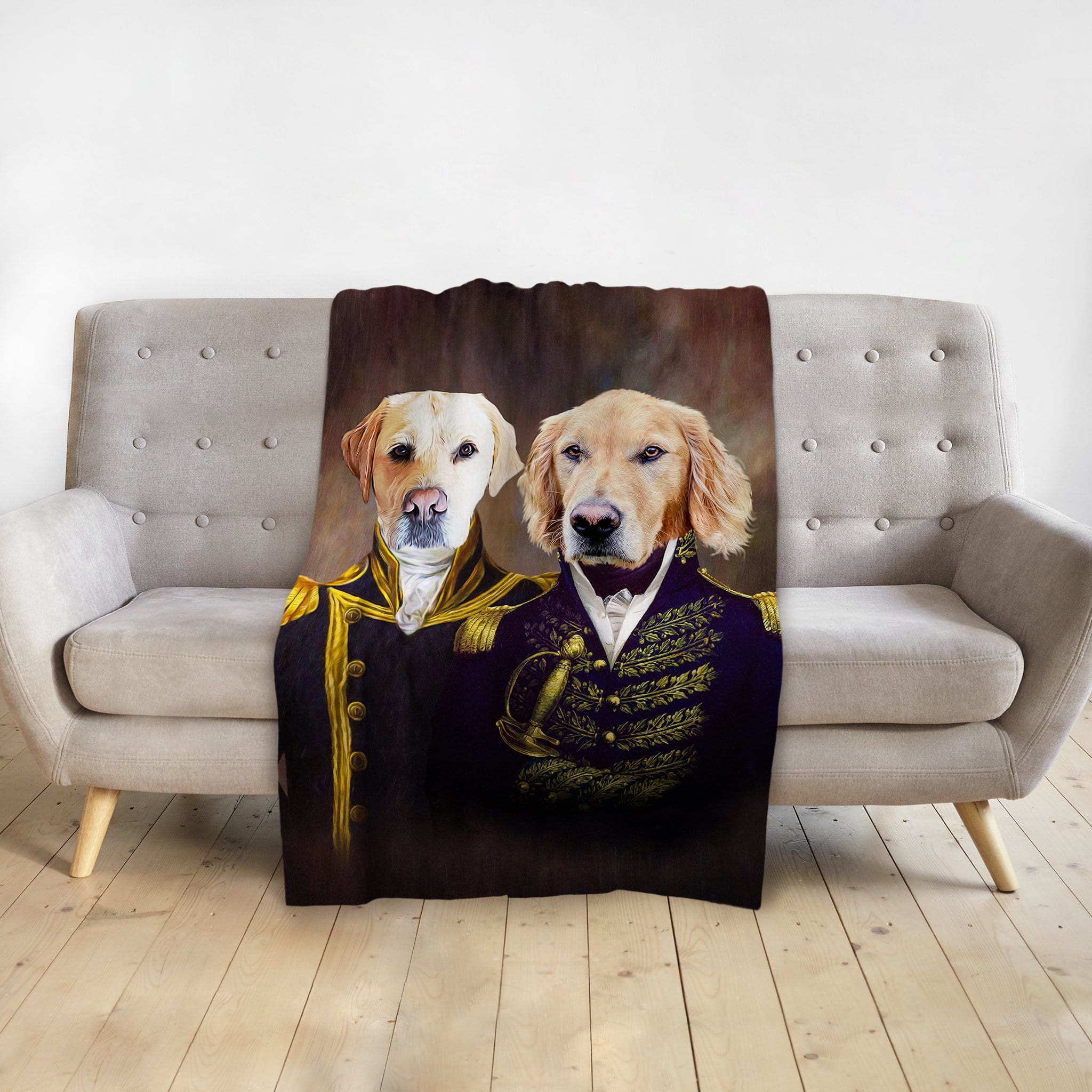 'The Admiral and the Captain' Personalized 2 Pet Blanket