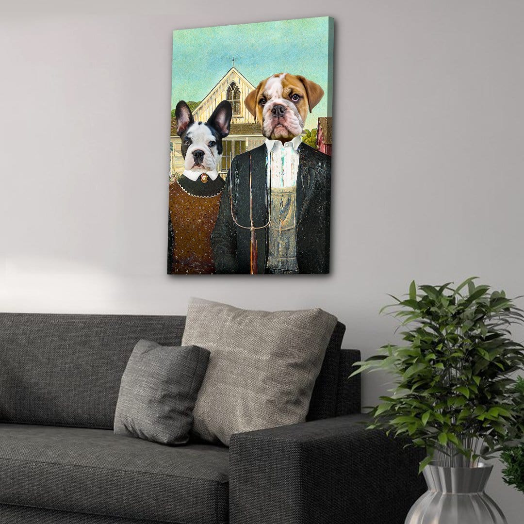 &#39;American Pawthic&#39; Personalized 2 Pet Canvas