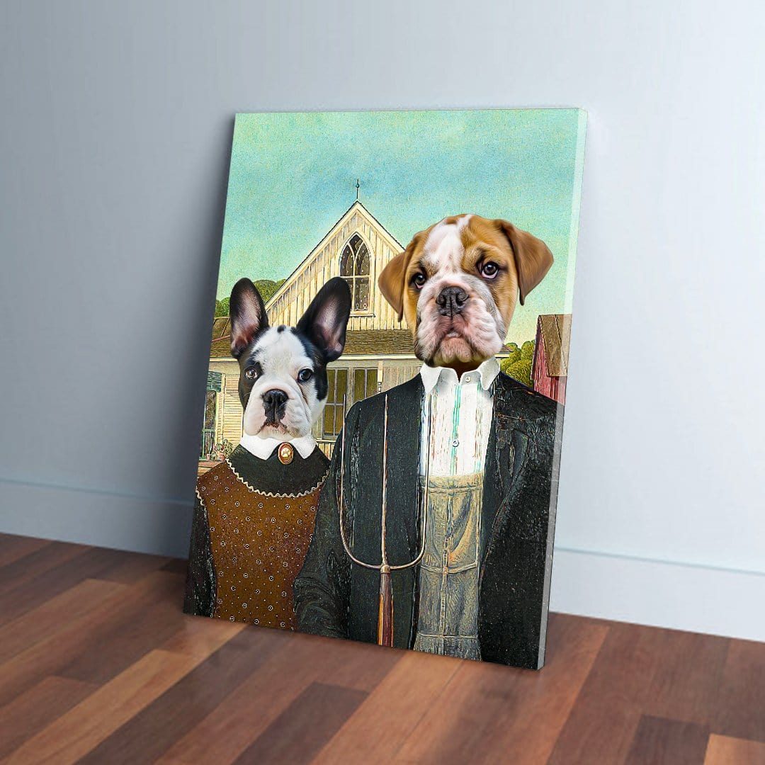 'American Pawthic' Personalized 2 Pet Canvas