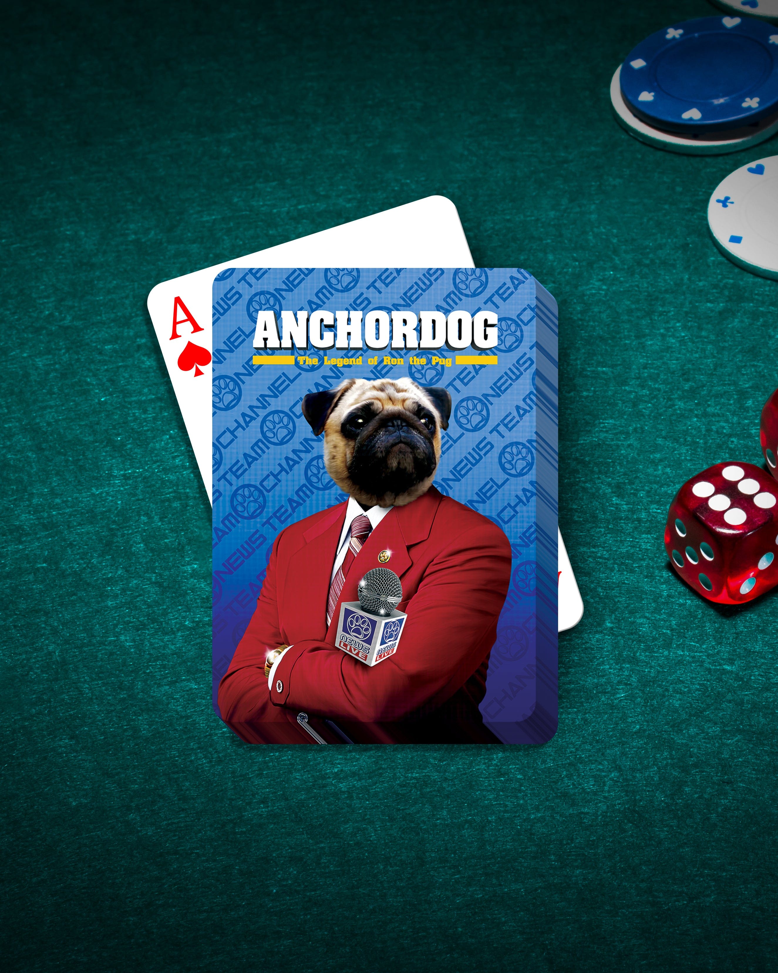&#39;Anchordog&#39; Personalized Pet Playing Cards