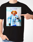 Black Gildan t-shirt with a personalized design featuring a dog named Myke in an Argentina soccer jersey.
